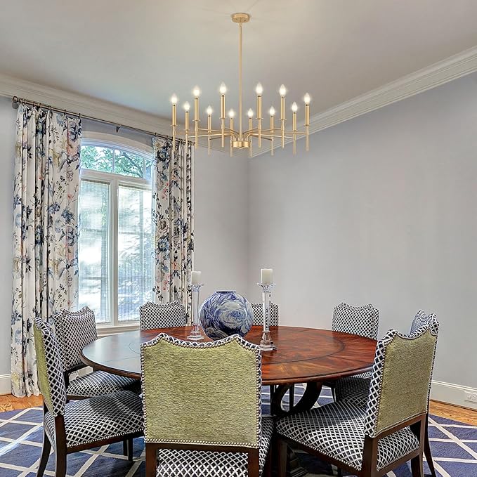 12 Light Gold Chandelier Light Fixture, Modern Farmhouse Chandeliers - Image 2