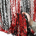 4 Pack Sparkle Red and Black Fringe Curtain by KEEUH