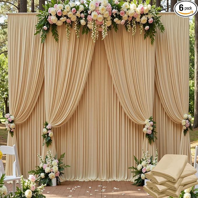 30ft x 15ft Beige Wrinkle Free Backdrop Curtains by ENJOYYOURPARTY