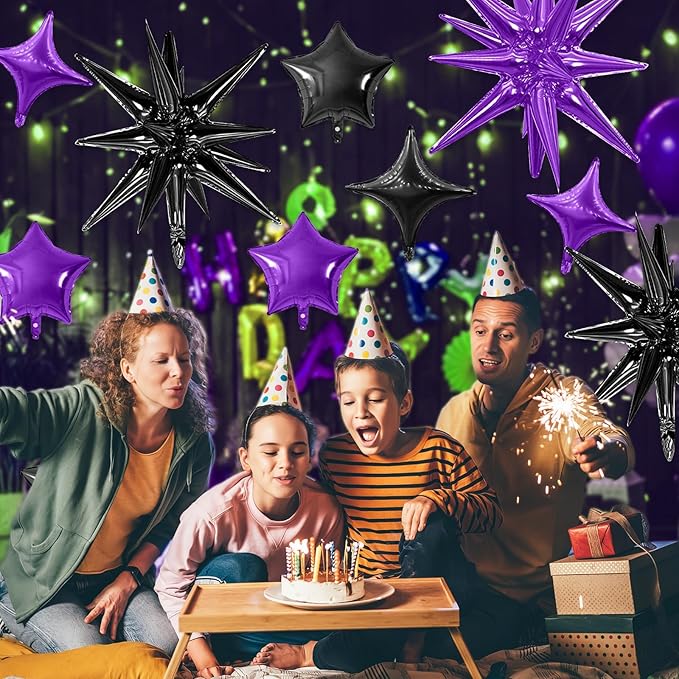 Purple Black Star Balloon - Image 4