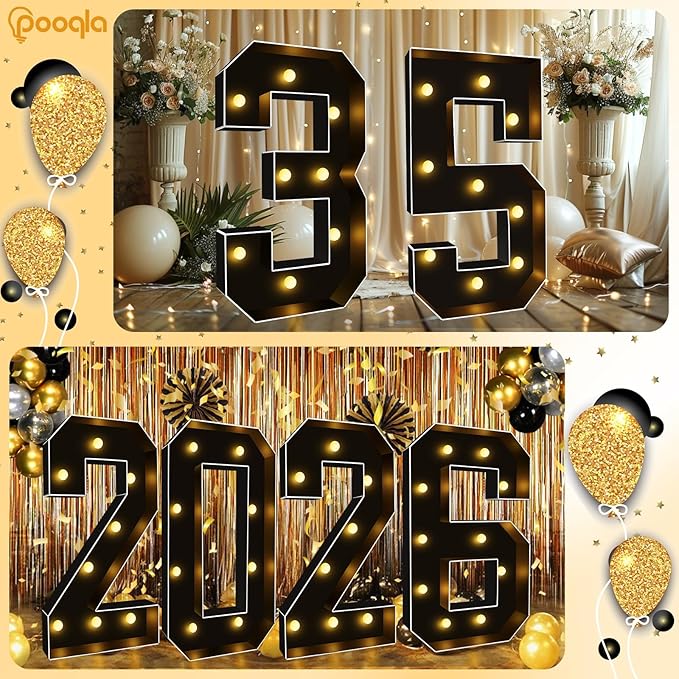 Pooqla 3FT Marquee Light Up Numbers, Giant Mosaic Light Up Numbers - Image 3