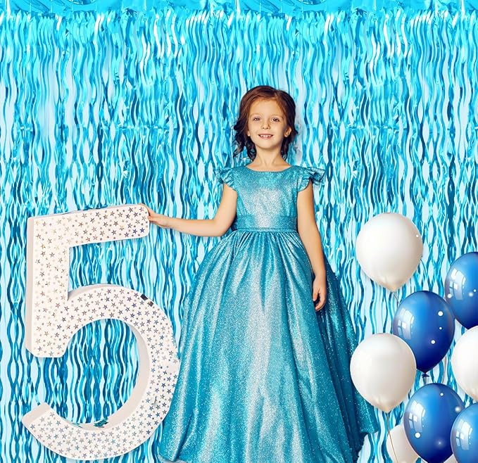 GOER 3.2 ft x 6.5 ft Metallic Tinsel Foil Fringe Curtains Party Photo Backdrop - Image 4