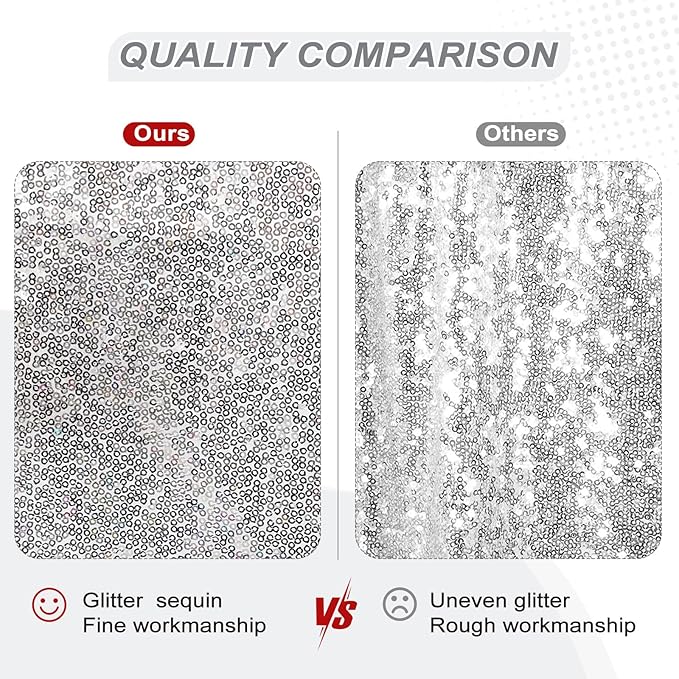 PartyDelight Silver Sequin Backdrop 20Ft x 10Ft Photography Wedding Backdrop - Image 4