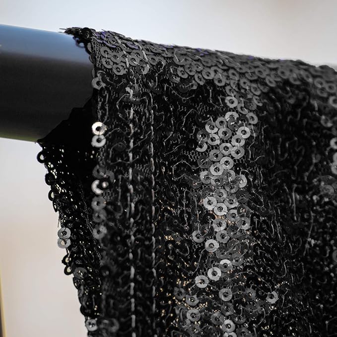 Black Sequin Backdrop Curtains 1 Panel 10FTx10FT Wedding Photo Backdrop Drapes - Image 6