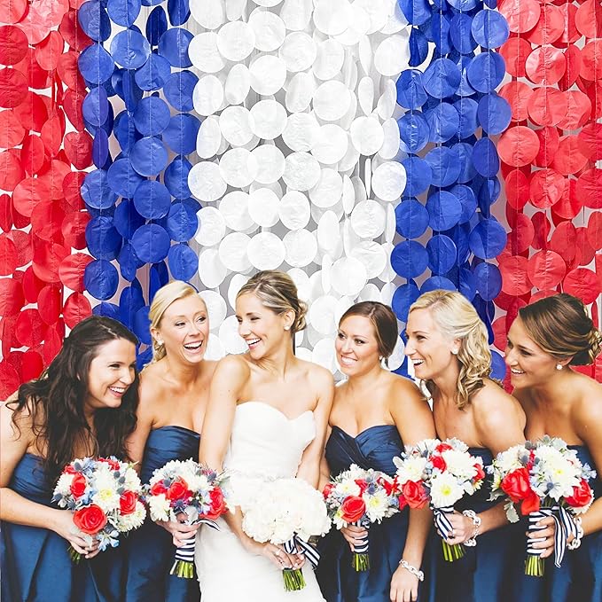 192Ft Royal Blue Red White Party Decorations Big Circle Dots Tissue Paper - Image 6