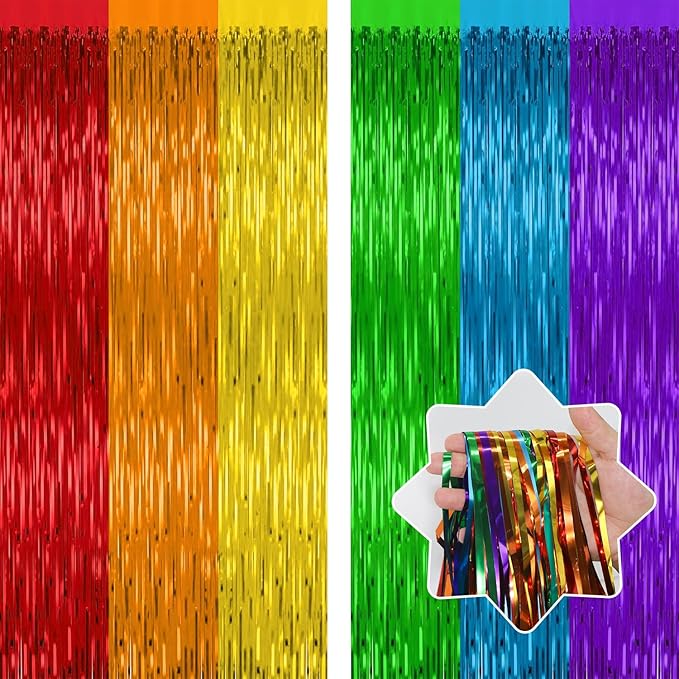 2 Pack Rainbow Backdrop Curtains, 3.28 Ft x 6.56 Ft Rainbow Party Decorations - Image 9