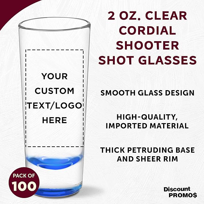Custom Cordial Shooter Shot Glasses 2 oz. Set of 100, Personalized Bulk Pack - Image 3