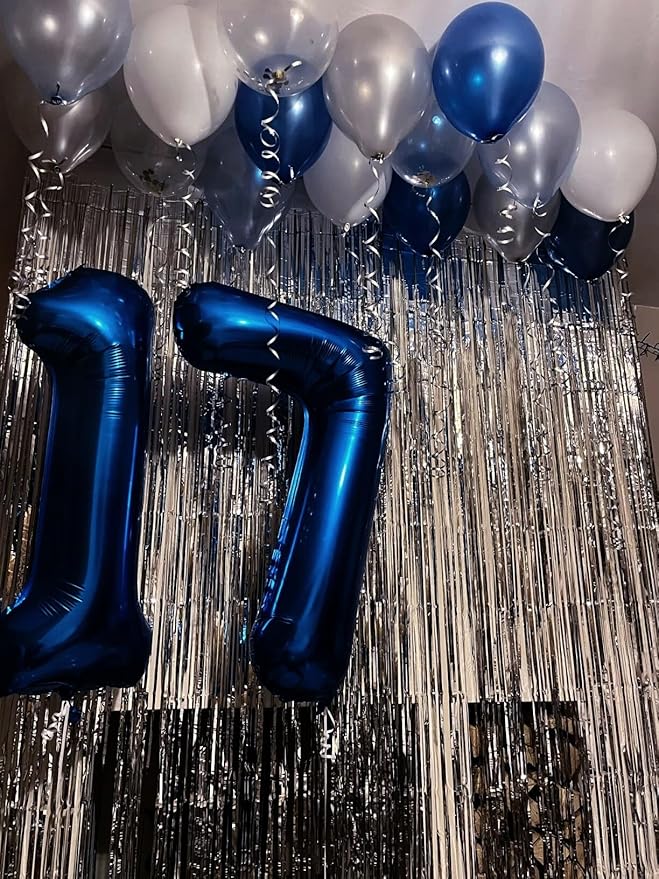 Digital Number 7 Night Blue Birthday Balloon 40 Inch, Foil Balloons - Image 5
