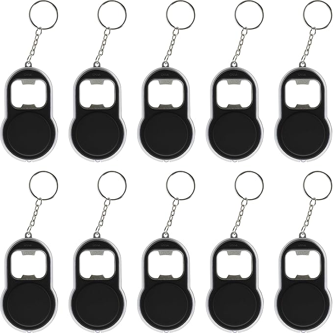 Bottle Opener & LED Keychains Set of 10, Bulk Pack by DISCOUNTPROMOS