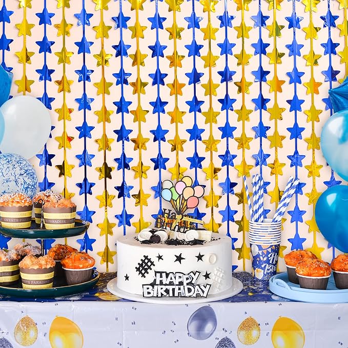 LOLStar 2 Pack Graduation Decoration 2025 3.3 x 6.6 ft Blue Gold Star Each Foil - Image 6