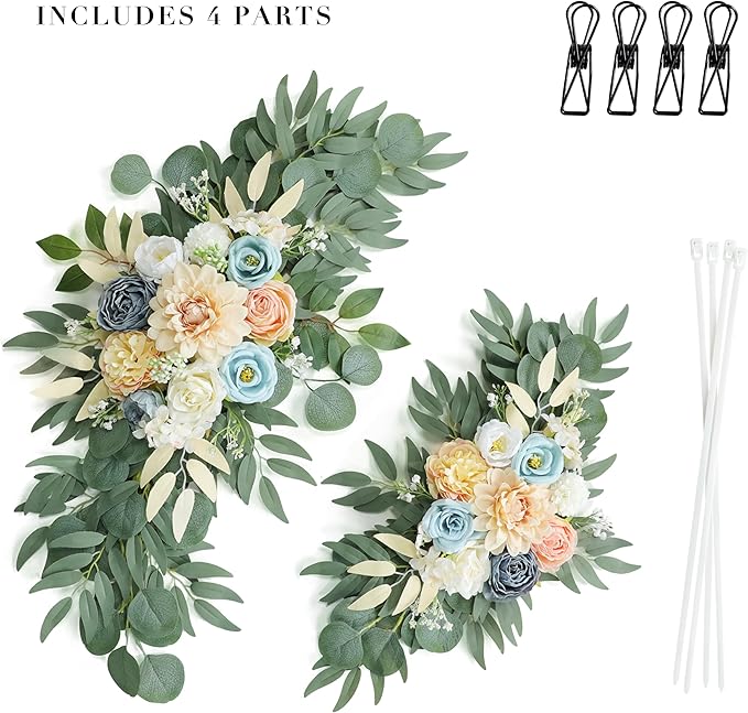 Artificial Blush Pink Wedding Arch Flower Swags Set of 2 - Image 5