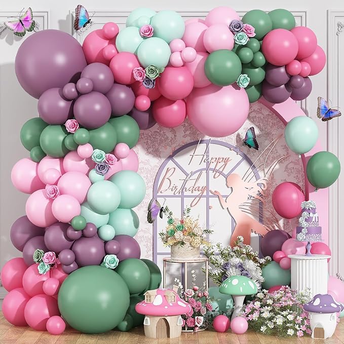 Fairy Balloon Arch Kit 120Pcs Sage Green Pink Purple Balloons Garland Dusty by Domgoge