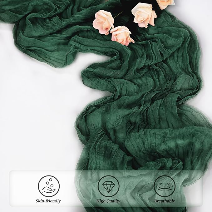 Emerald Green 20 Pack Cheesecloth Table Runner 10FT Boho Fabric Rustic Cheese - Image 5