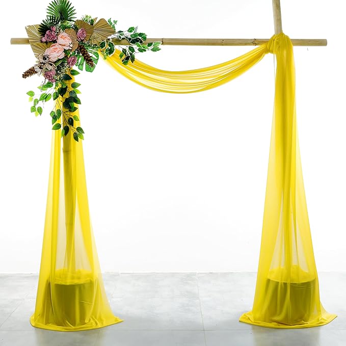 VDS Pack of 2 Panel Wedding Arch Draping Fabric Sheer Chiffon Fabric Drapery by VDS