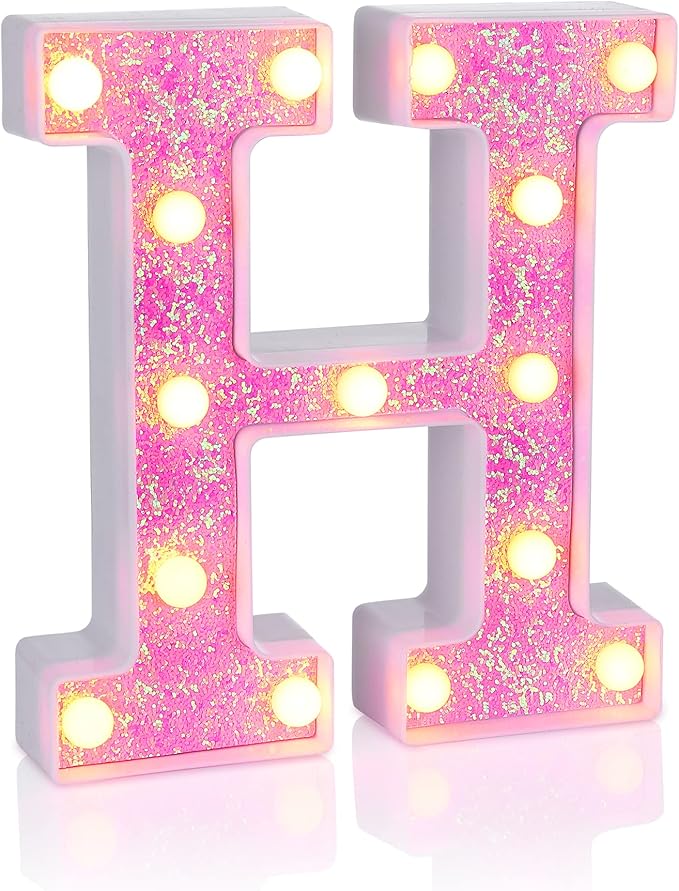 Foaky Pink Light up Letters，Pink Party Decorations, Girls Room Decor, Glitter by Foaky