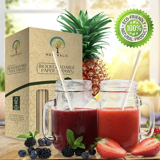 300 Pack Extra Durable Red Paper Straws Biodegradable- Heavy Duty Eco-Friendly - Image 9