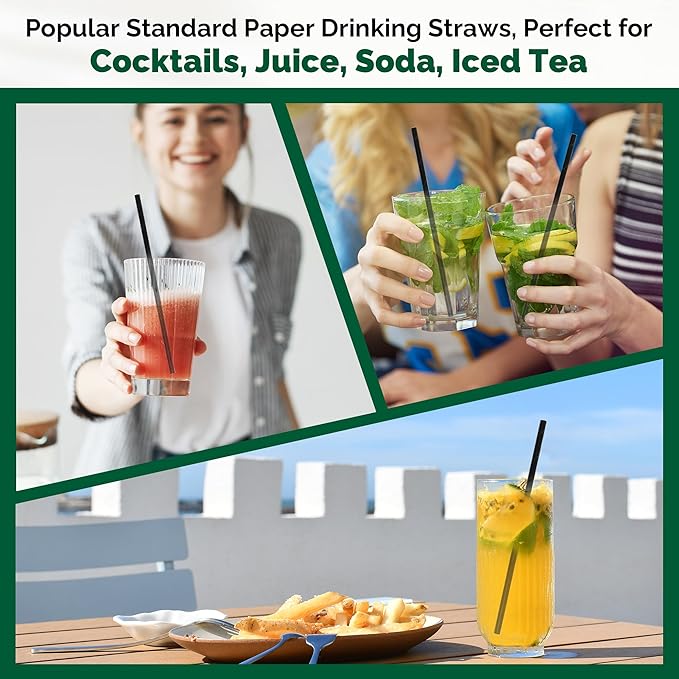 Black Paper Drinking Straws Bulk Individually Wrapped - Image 6