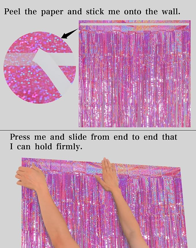 Melsan 3 Pack 3.2 x 8.2 ft Foil Fringe Curtains - Image 3