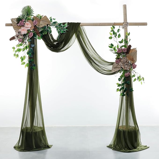 VDS Pack of 3 Panel Wedding Arch Draping Fabric Sheer Chiffon Fabric Drapery - Image 2