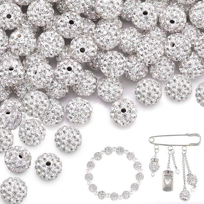100 pcs 10mm Rhinestone Beads for Jewelry Making Crafting by TINKRSTUFF