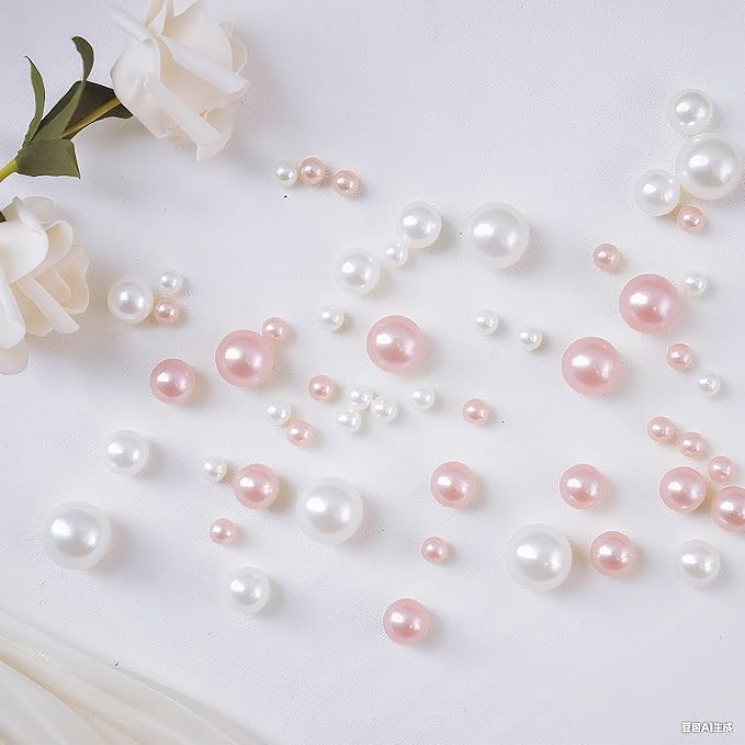 260Pcs White and Pink Glossy Beads - Image 4