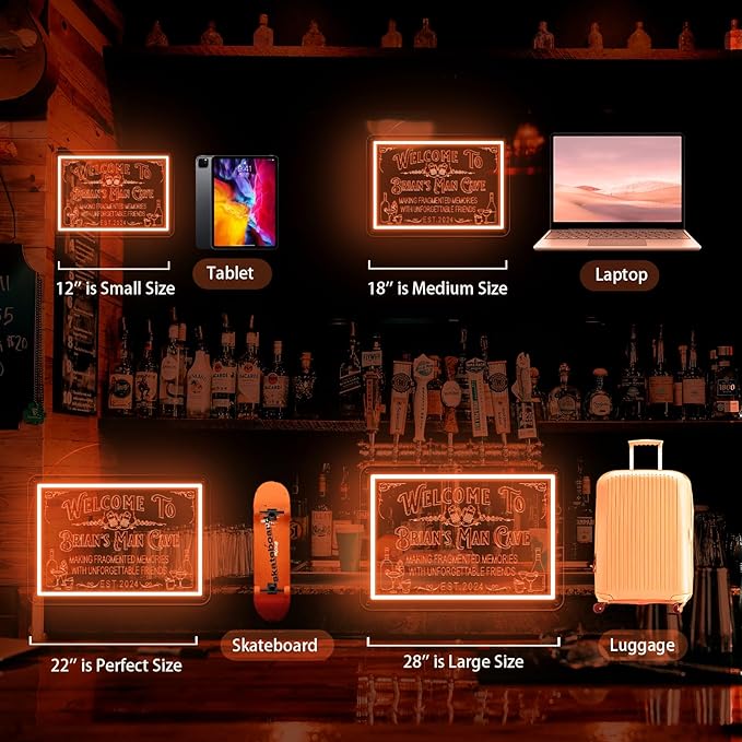 Custom Bar Neon Sign for Man Cave, Personalized LED Whiskey Cocktail Beer Signs - Image 9