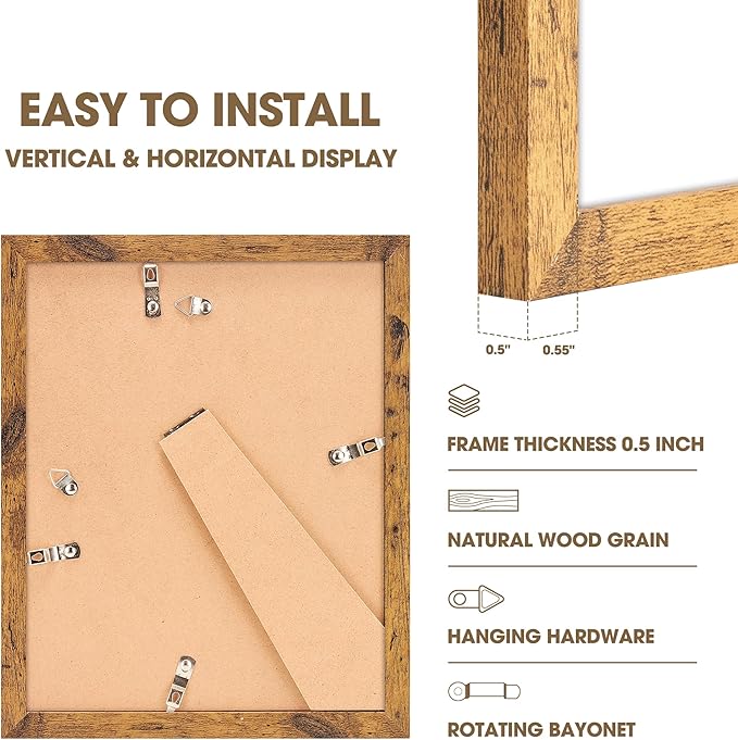 TWING 8x10 Picture Frames Set of 6, Rustic Photo Frames Collage - Image 4