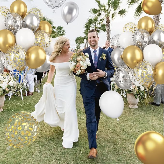 Paready Gold and Silver Latex Balloons - Image 4