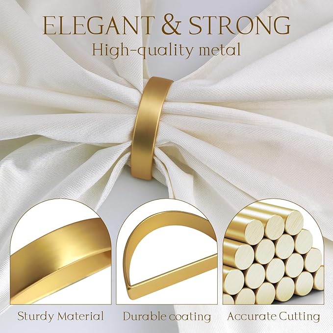 12PCS Gold Napkin Rings, Metal Napkin Rings, Fall Thanksgiving Christmas Table - Image 4