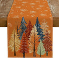 GEEORY Fall Watercolor Trees & Maple Leaves Table Runner 13x48 Inch, Rustic by GEEORY