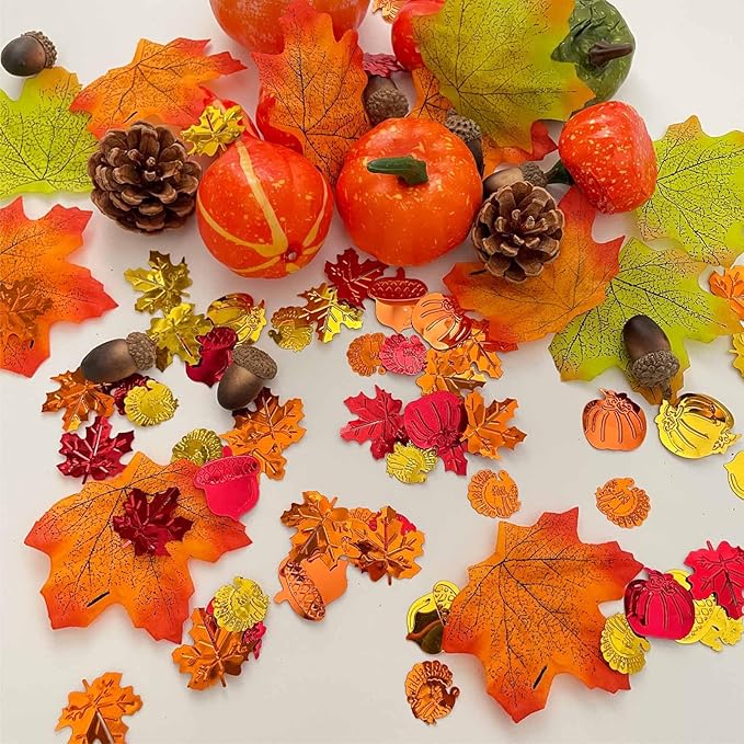 Fall Confetti - Thanksgiving Decorations, Thanksgiving Maple Leaves, Pinecones - Image 4