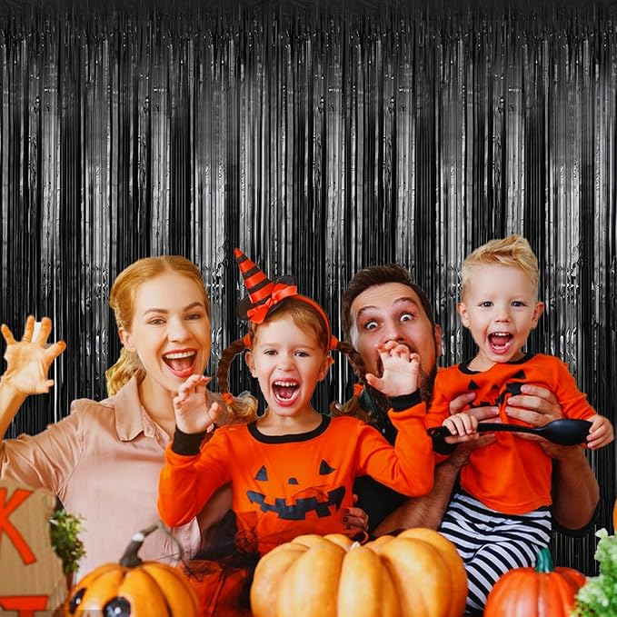 2 Pack 3.28 ft x 6.56 ft Black Tinsel Curtain Party Backdrop Decorations - Image 5