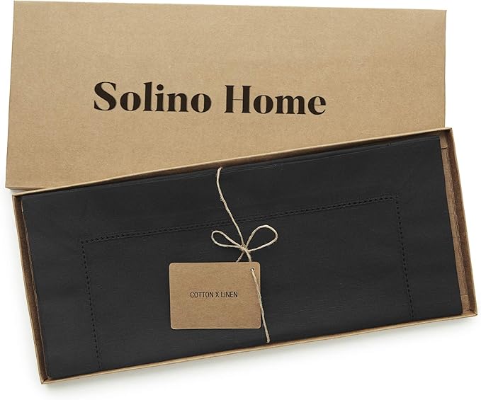 Solino Home Black Hemstitch Table Runner 60 Inches - Image 6
