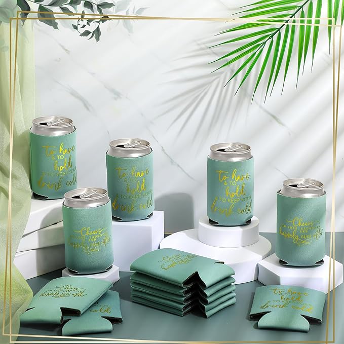 50 Pieces Green Wedding Can Cooler Bulk Engagement Party Favors - Image 2