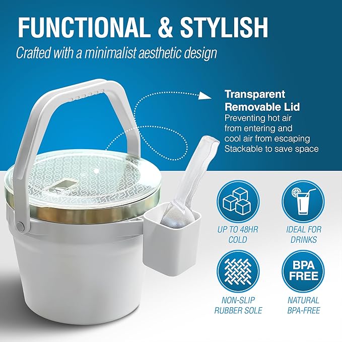Insulated Ice Bucket with Lid & Scoop-XL Double-Walled, bar Essentials - Image 4