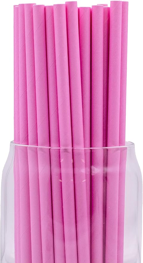 Pack of 300 Pastel Pink Biodegradable 4-Ply Paper Drinking Straws by Stephanie+Imports