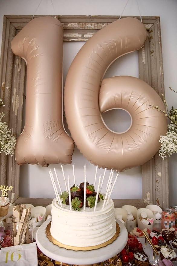 40 Inch Light Brown Mylar Foil Number 6 Birthday Balloon, Digital Balloons - Image 5