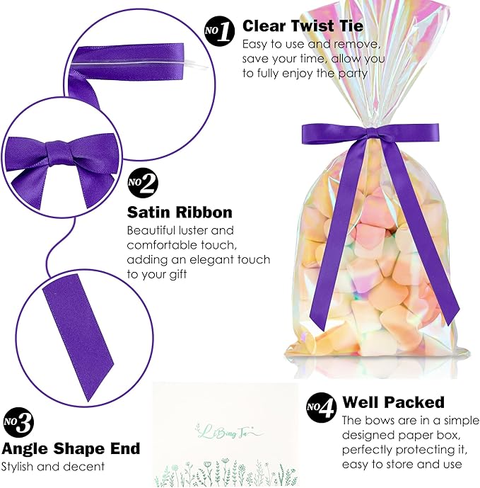 50 PCs Purple Bow 5 Inch Long Tail Bows - Image 3