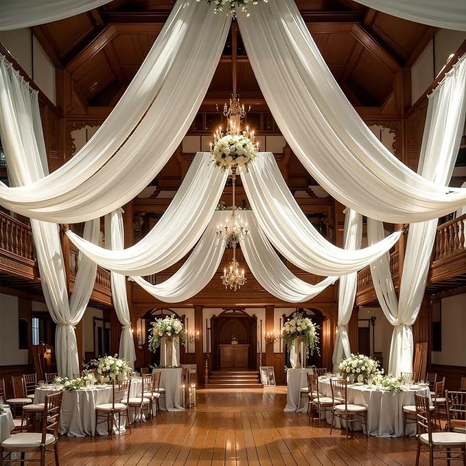 Wedding Arch Draping Fabric, 1 Panel 18FT Beige Arch Drapes Chiffon Fabric - Image 7