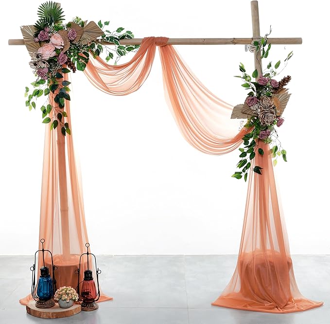 VDS Pack of 3 Panel Wedding Arch Draping Fabric Sheer Chiffon Fabric Drapery - Image 2