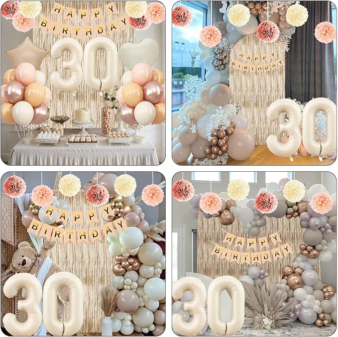 Beige 30th Birthday Decorations - Image 6