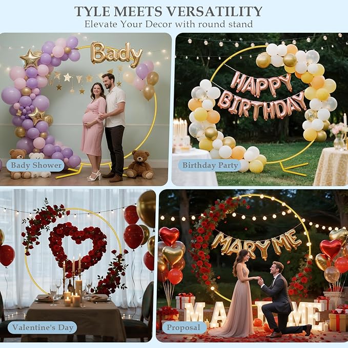 6.6FT Round Balloon Arch Stand Kit, Metal Circle Arch Backdrop Stand - Image 5