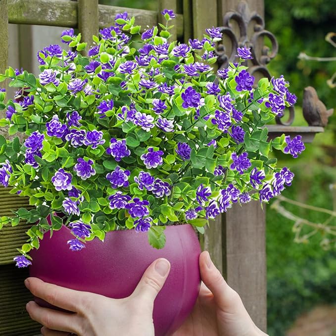 10 Bundles Artificial Fake Flowers, Faux Outdoor Plastic Plants UV Resistant - Image 6