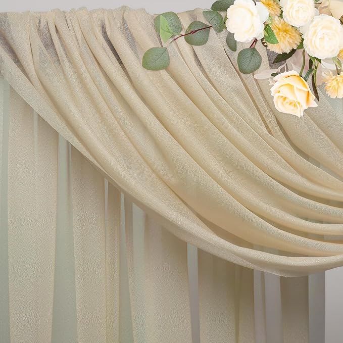 Wokceer Wedding Arch Draping Fabric 28.7" x 20FT Champagne Drapes Sheer Fabric - Image 4