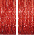Red Foil Fringe Curtain 3.3×8.3FT 2 Packs, Metallic Tinsel Curtains Party by Acuteye