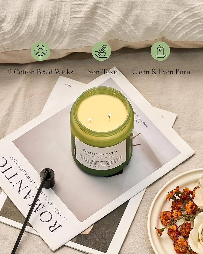 M&SENSE Sage Wood Scented Candle, 19.4oz 110 Hours Long Lasting Clean Non Toxic - Image 5