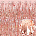 4 Pack Rose Gold Wave Foil Fringe Curtain Backdrop, 3.28Ft x 8.2Ft Metallic by Ferwzsr