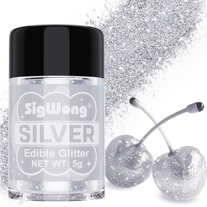 Silver Edible Glitter - 5g Food Grade Cake Decorating Shimmering Glitter by WelcometotheSigWong