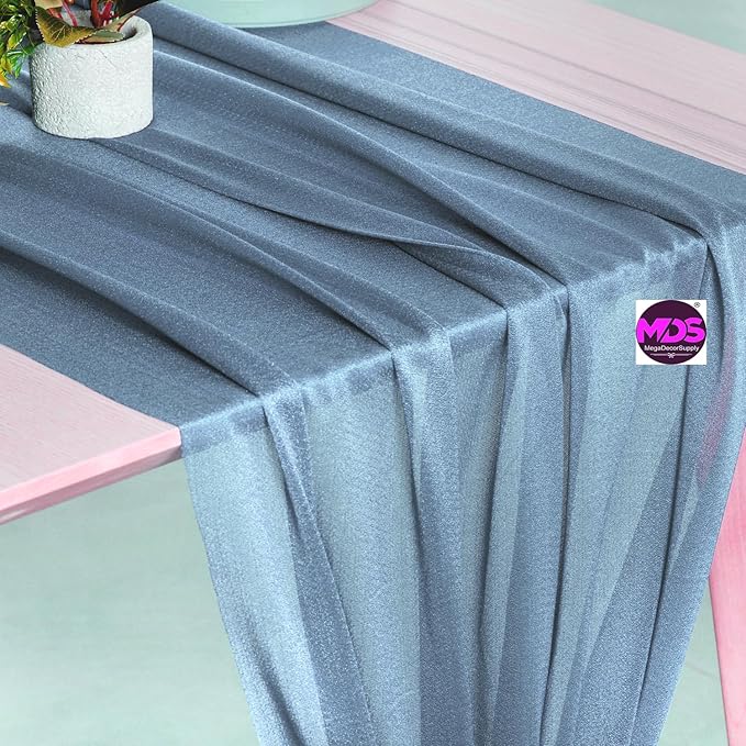 MDS 15 Pack 10ft Chiffon Table Runner 29 x 120 Inches Sheer Wedding Runner - Image 3