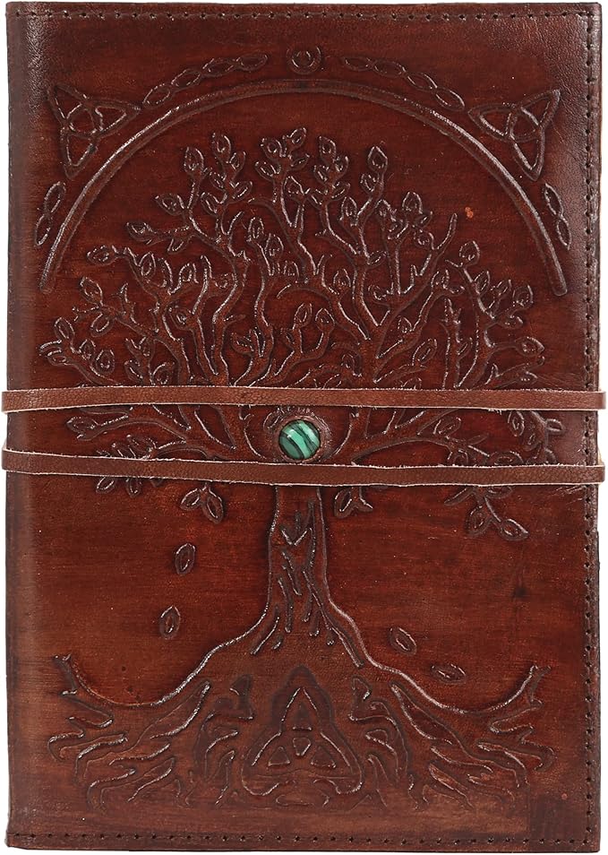 Leather Journal Refillable Lined Deckle Paper Tree of Life Handmade writing - Image 3